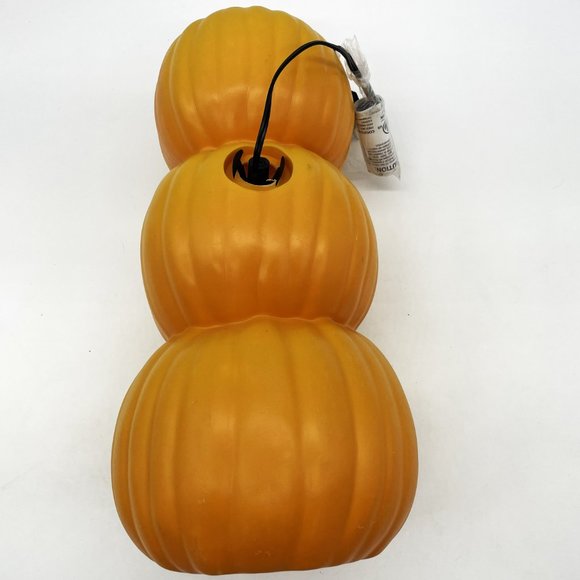 Vtg Gemmy Blow Mold Halloween 3 Stack Tier Orange Pumpkins Jack-O-Lanterns-Light - Picture 3 of 6